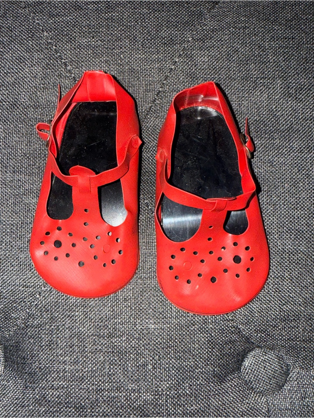 Red Mary Jane doll shoes 3.5” long